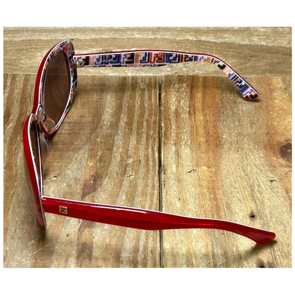 Fendi Red Oval Sunglasses with Monogram Sunglasses Case FS5085 615 135. - Picture 6 of 16